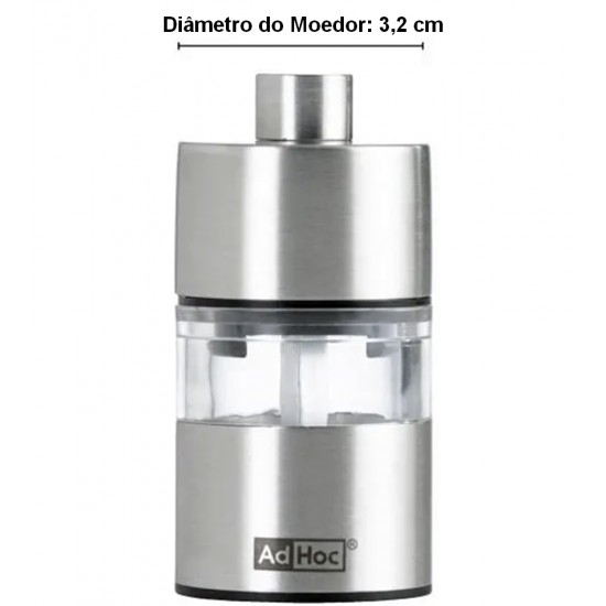 Moedor 6,2cm Pimenta e Sal Inox e Acrílico Classic